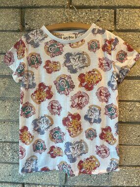 Harry Potter Womens House Crests Short Sleeve T-Shirt Size 12 UK Multicolor Made